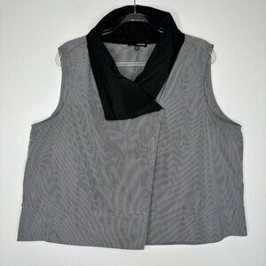 SUN KIM Vest Sleeveless XL Gray Black Cropped Top